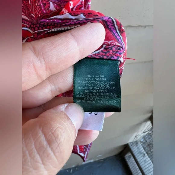 Lauren Ralph Lauren Button Down Shirt - Size XS - Paisley Silk Boho Preppy - Picture 5 of 7